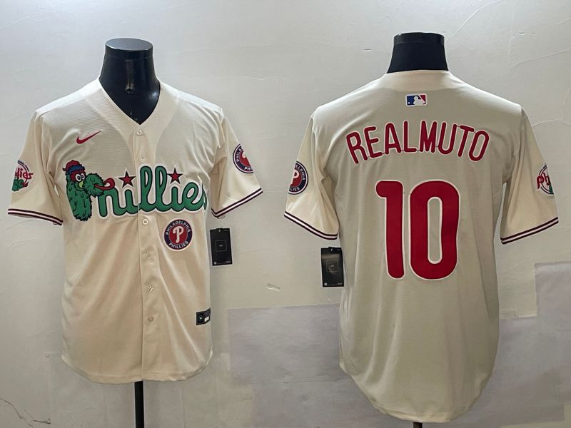 Men Philadelphia Phillies #10 Realmuto Cream Three generations Joint Name Game 2025 Nike MLB Jersey style 6->philadelphia phillies->MLB Jersey